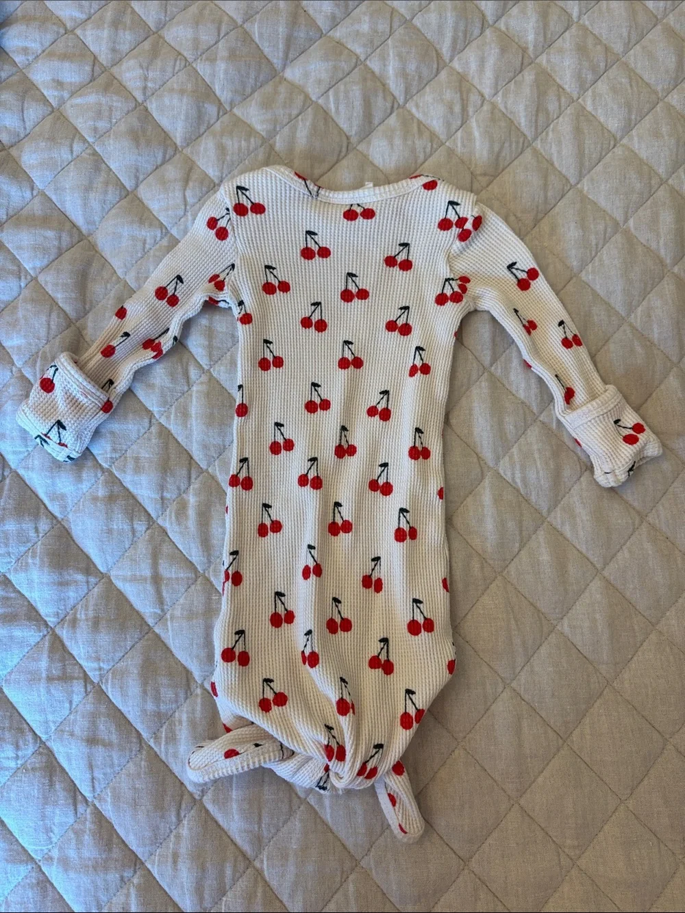 Long-Sleeve Cherry Print Baby Sleep Sack - White with Red Cherries